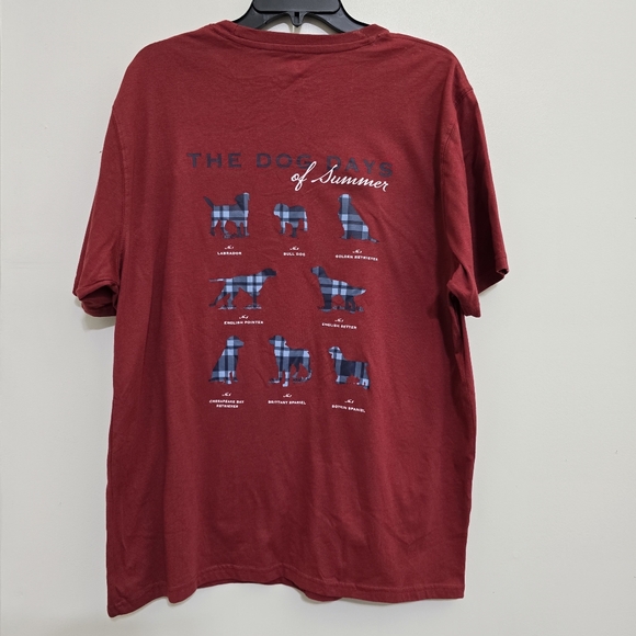 nwt SOUTHERN PROPER size Large Dog Days Graphic Tee Chest Pocket Dark Red - Picture 1 of 11